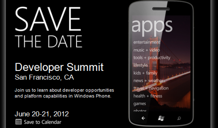 Microsoft invita gli sviluppatori al Windows Phone Developer Summit, annunci importanti in vista?