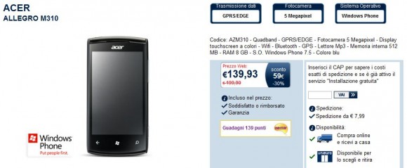 Acer Allegro M310 in offerta a 139 Euro su Unieuro