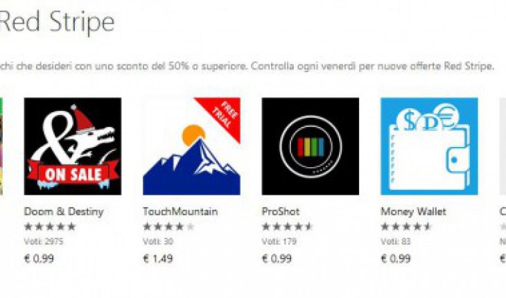 Red Stripe Deals: Shoot 1UP (gioco Xbox), Doom & Destiny, ProShot e altre 3 app scontate del 50%!