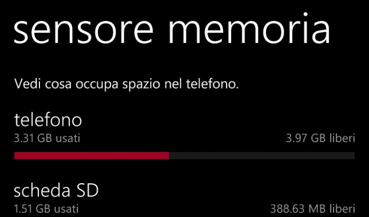 Sensore Memoria, l’app di Windows Phone 8.1 per gestire le app e i contenuti presenti sul device e su microSD