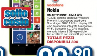 Nokia Lumia 635, dal 20 novembre sottocosto a 99,90 Euro nel nuovo Euronics di Reggio Emilia!