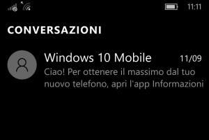 Hub Messaggi Windows 10 Mobile