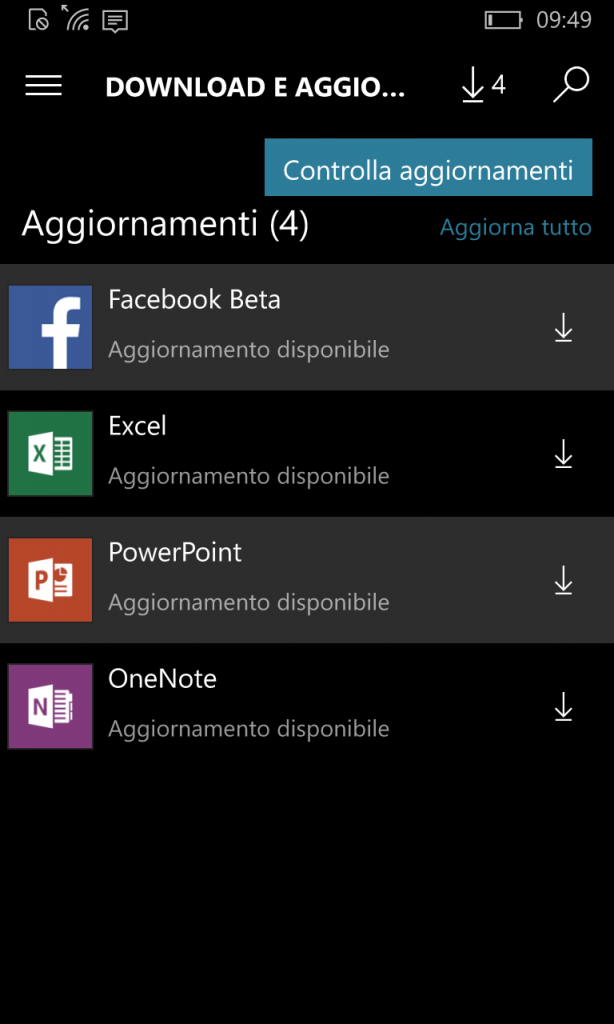 Updates per Windows 10 Mobile