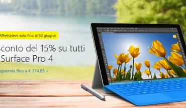 Offerta Microsoft Store: fino al 30 giugno sconto del 15% su tutti i Surface Pro 4 + buono da 50 Euro [Aggiornato]