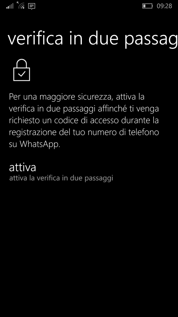 WhatsApp - Verifica in due passaggi