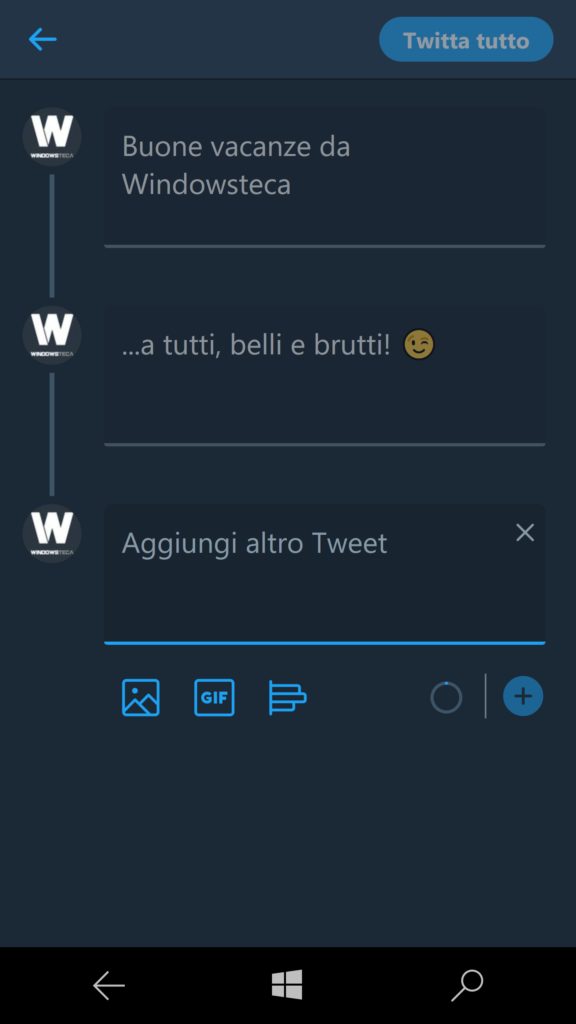 Twitter - messaggi multipli